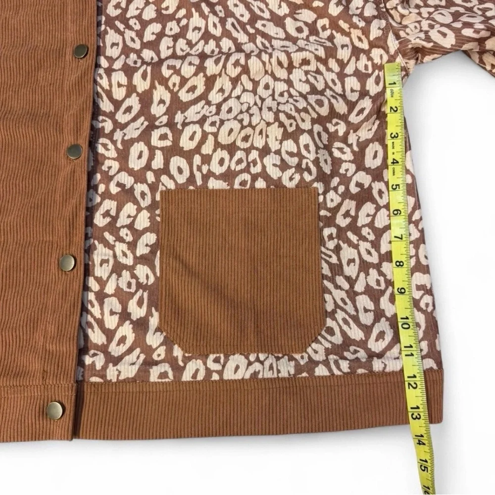 Leopard Print Colorblock Ribbed Shacket Women’s 2XL Jacket Boho Western Spring - Picture 5 of 5